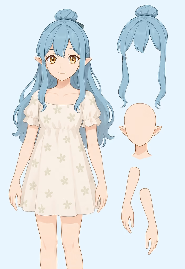 Different layers of a 2D vtuber model