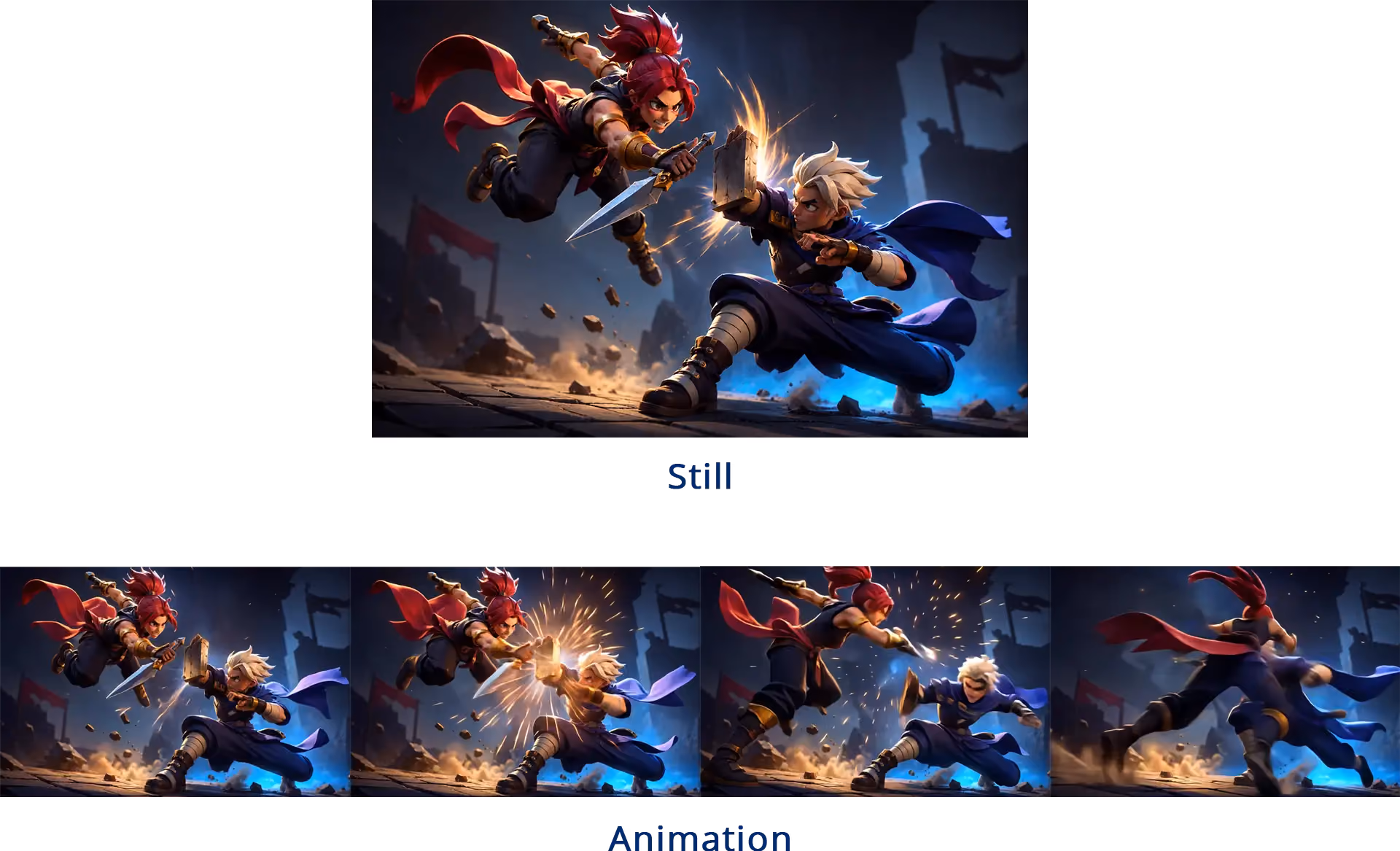 An example of a still and an animation