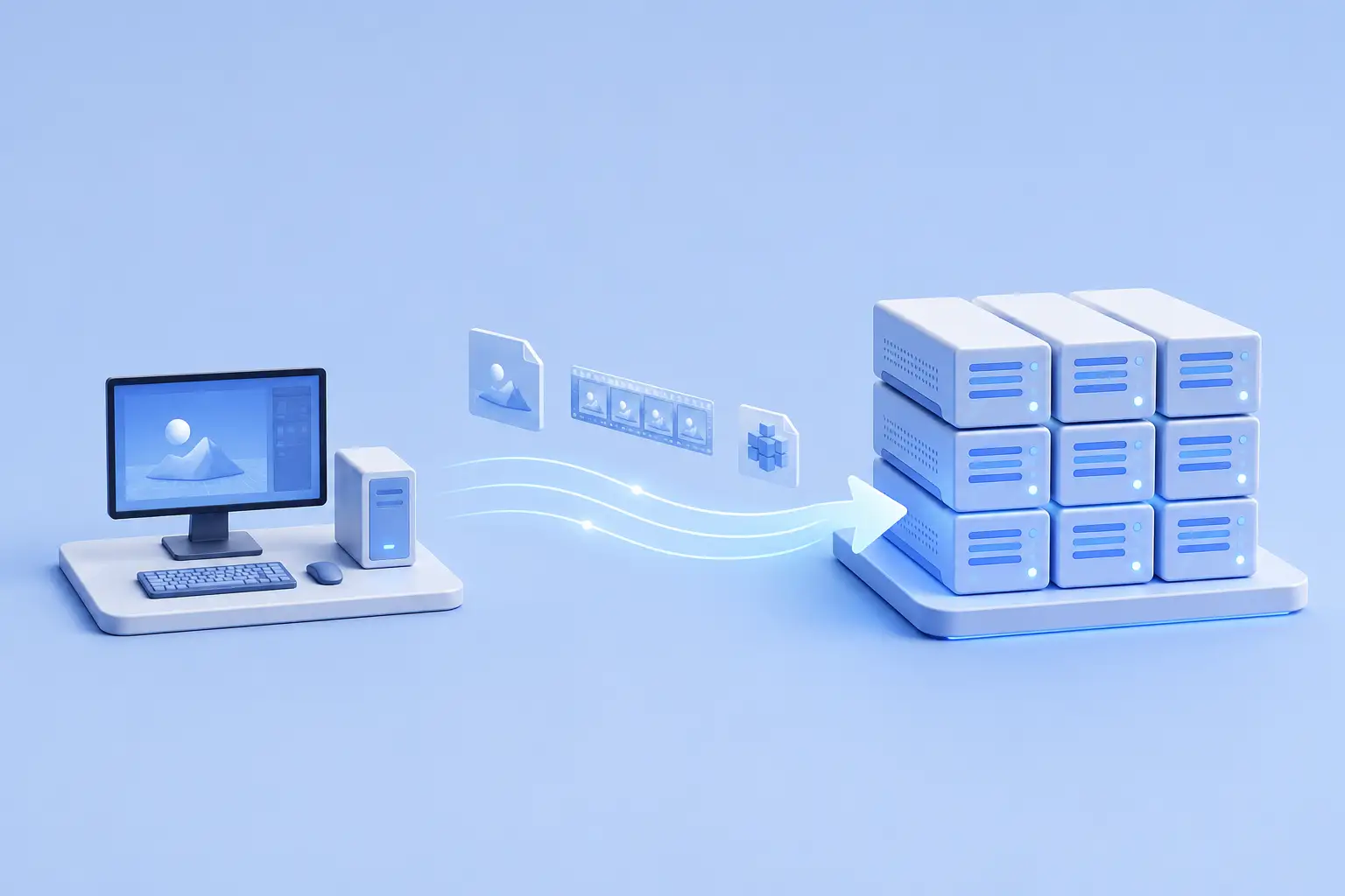 Abstract visual of a render farm for 3D