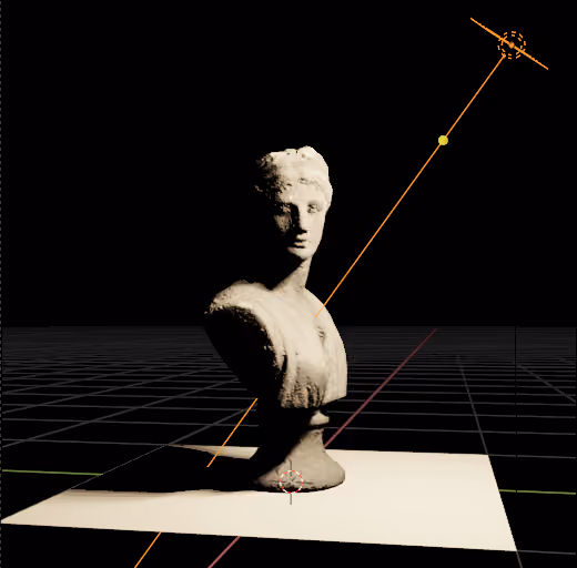 A single key light in a render