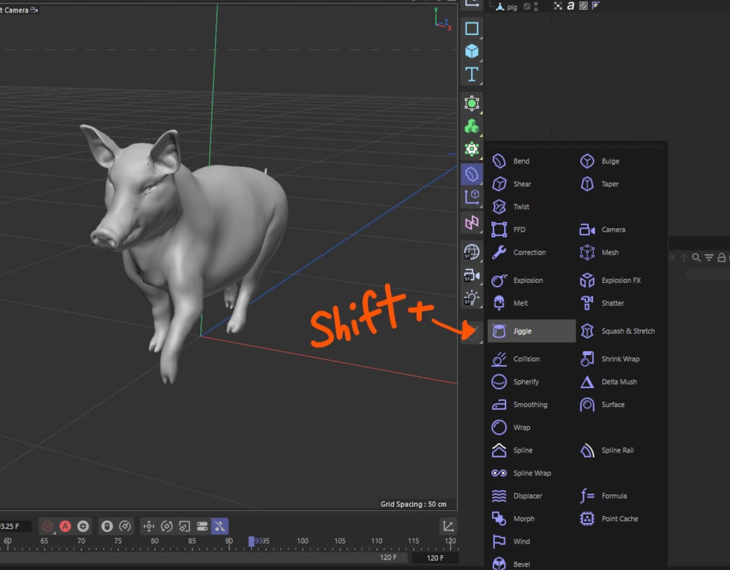 Using Cinema 4D’s Jiggle Deformer on an Alembic asset