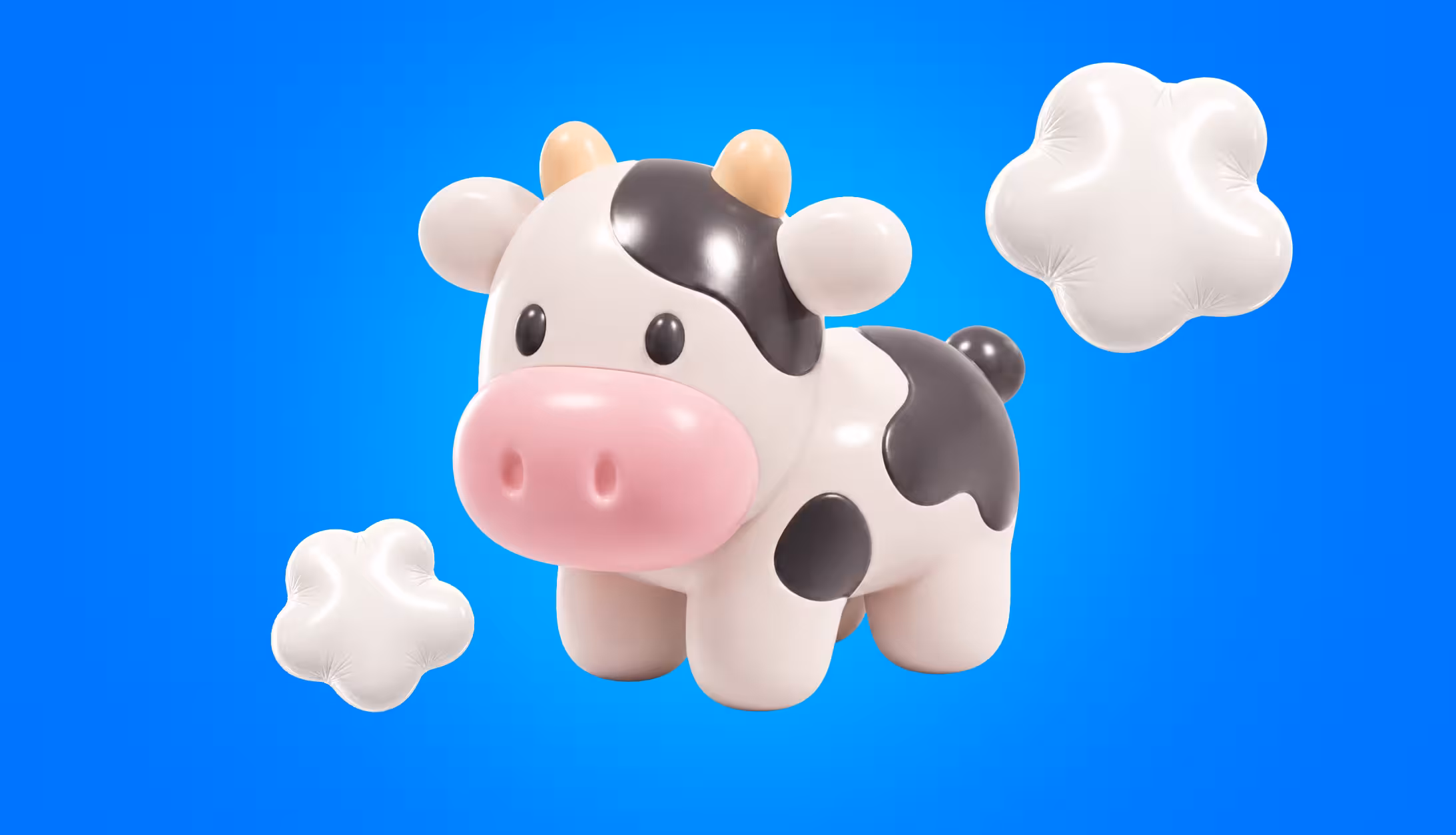 3D model of a cow in a puffy art style