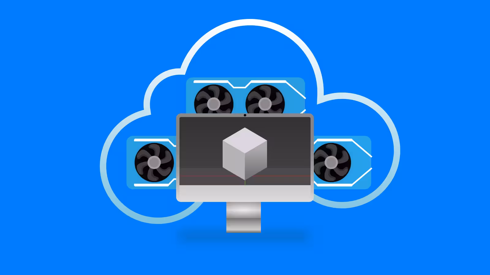 Visual minimalistic vector design example of cloud rendering.