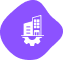White office building icon inside a purple circle.