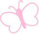 Simple pink line drawing of a butterfly with symmetrical wings.
