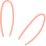 Simple outline of two bunny ears in pink.