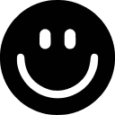 Black smiley face icon on transparent background.