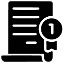 Magnifying glass focusing on information lines with a checkmark, representing verified data or search result validation.