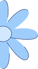 Close-up of a stylized light blue flower with six petals and a light blue central circle.