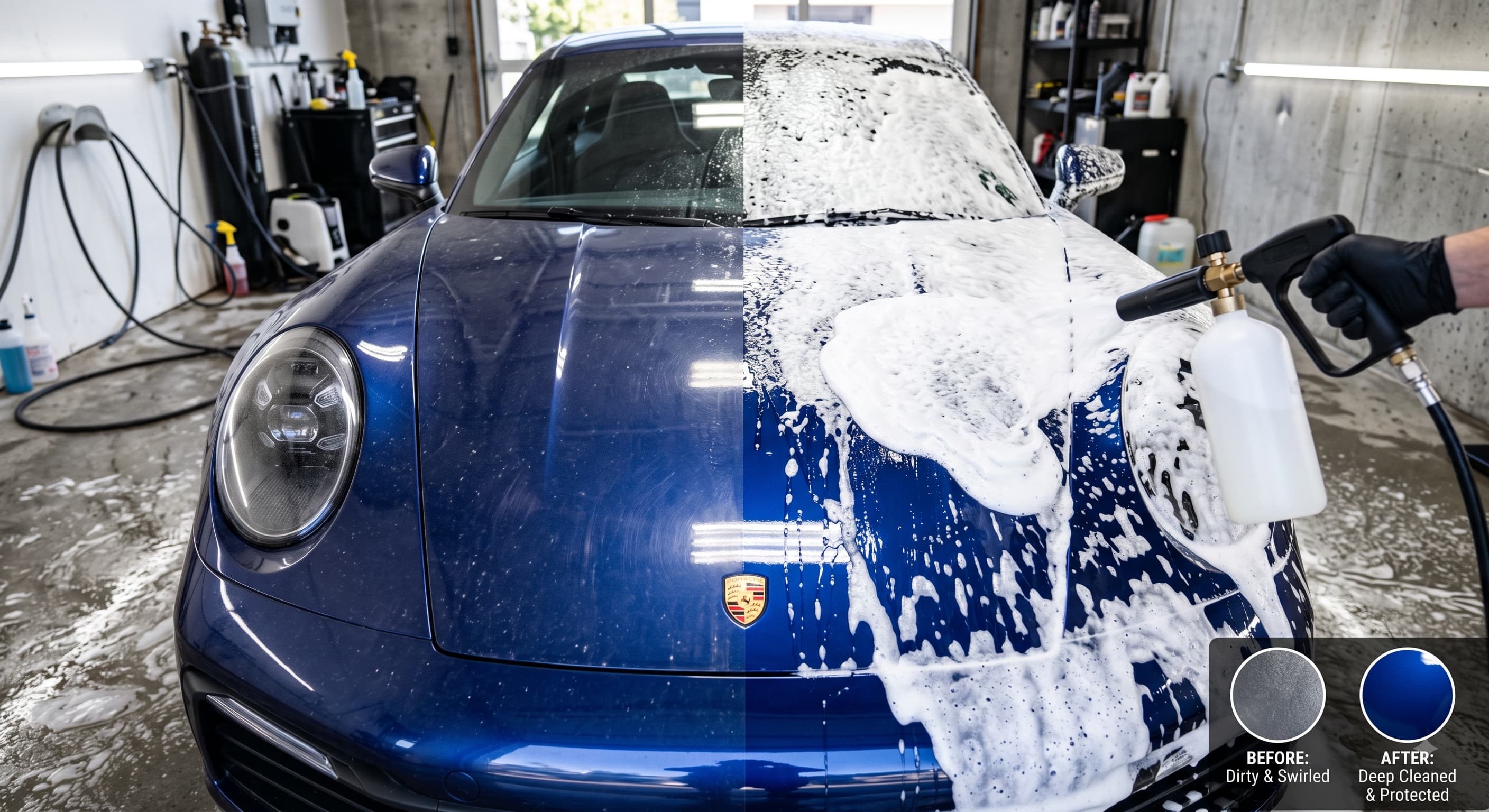Professional mobile car detailing in progress on a vehicle in Vancouver