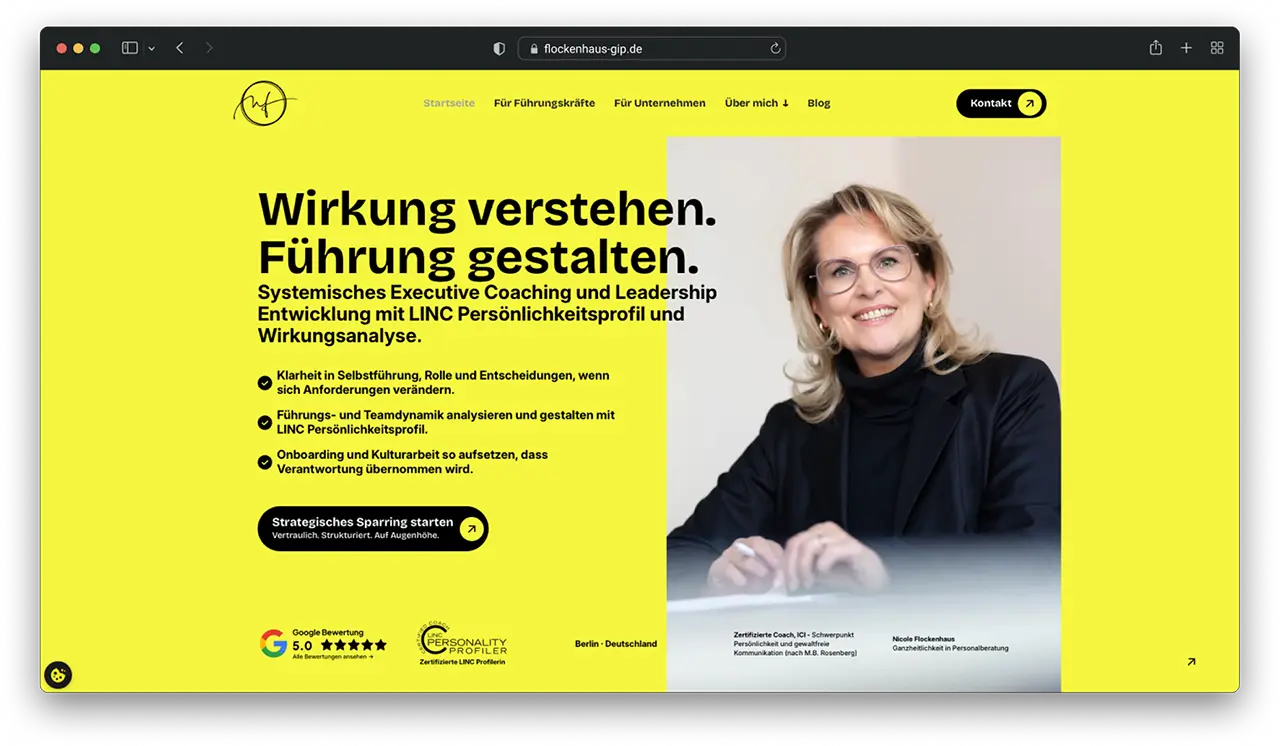 Individuelle Webflow Webseite von Nicole Flockenhaus