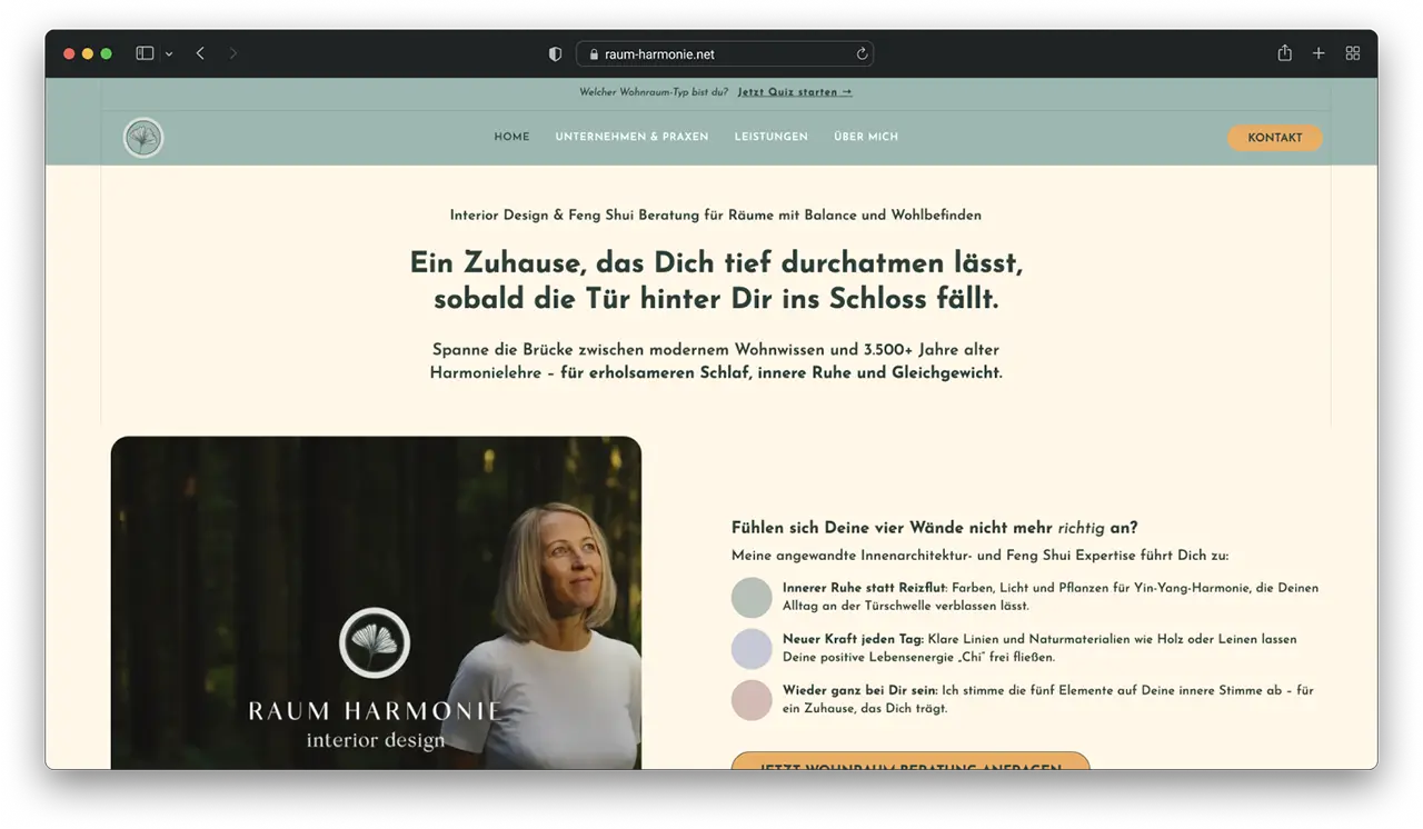 Raum Harmonie - Webflow Webseite