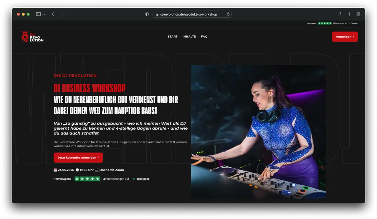 DJ Revolution - Webflow Webseite