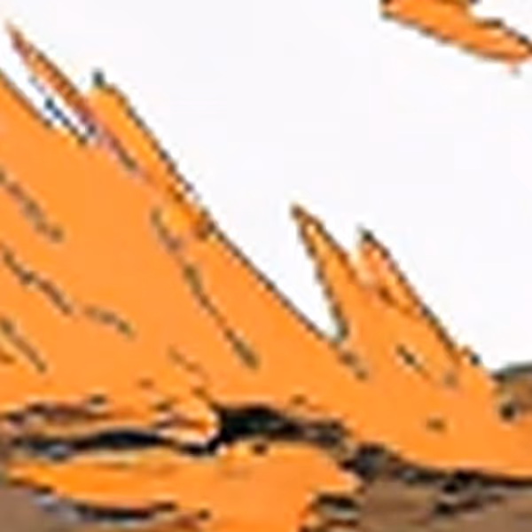 Illustrated orange rocky peaks detail