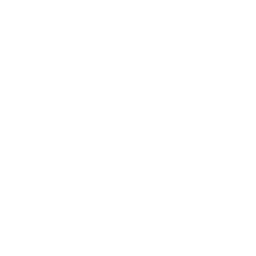 White outline icon of a vintage instant camera on a black background.