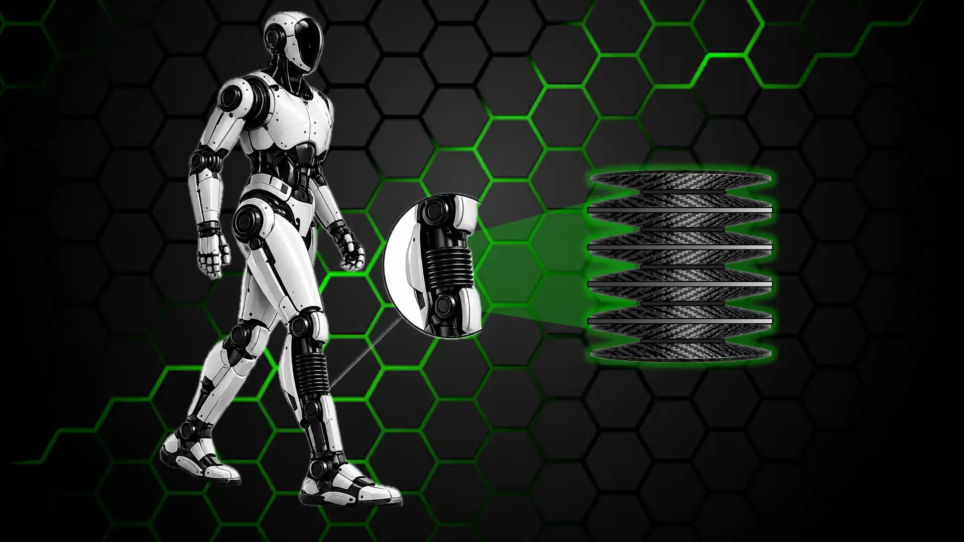 A robot with Composite Technology Concepts tech installed in its legs and arms