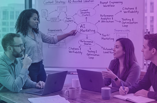 A marketer working alongside AI systems in an AI-native marketing team