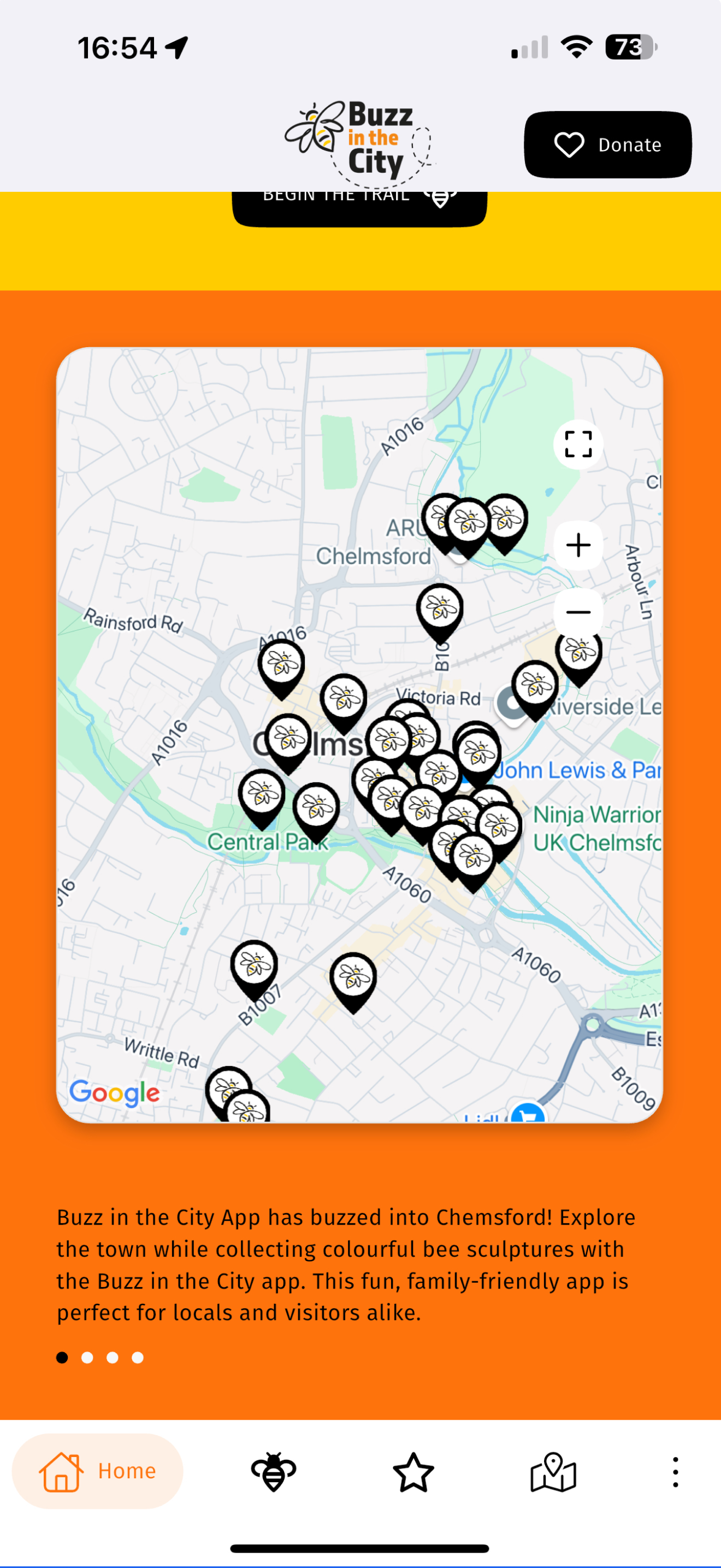 Buzz in the City app — Chelmsford trail map