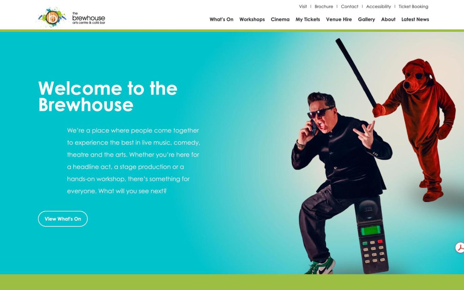 The Brewhouse Arts Centre website homepage, rebuilt by Haywyre with East Staffordshire Borough Council