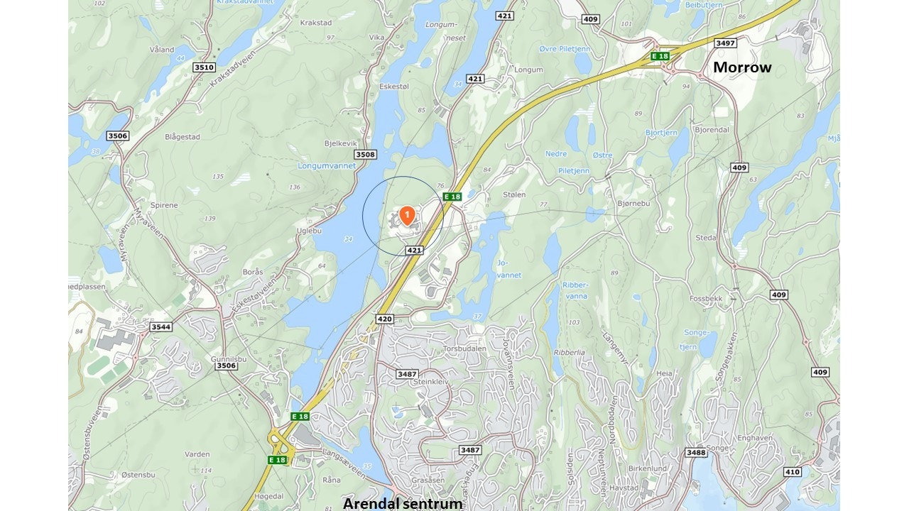 Næringstomt med sentral beliggenhet i Arendal