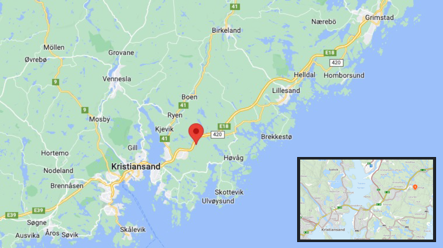 Utleie av tomt/komplett bygg. Hjørnetomt i Sørlandsparken øst med svært god eksponering.
