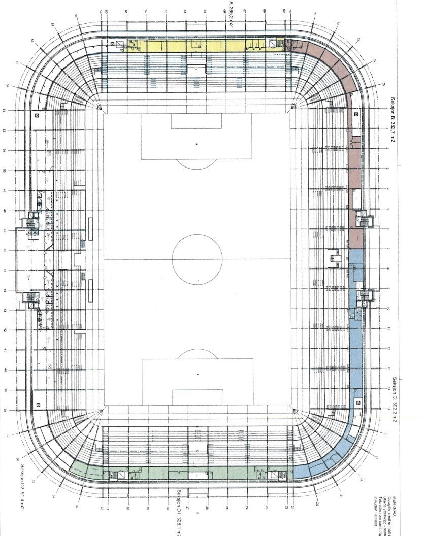 1060 m2 BTA kontor til leie på Sør Arena | Kontorlokalene kan deles i 3 soner