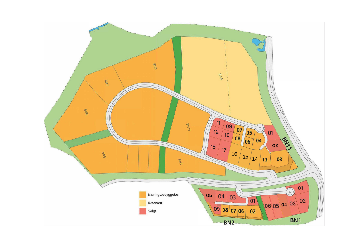 Byggeklare næringstomter nær Stoa, Agderparken Nord Arendal!