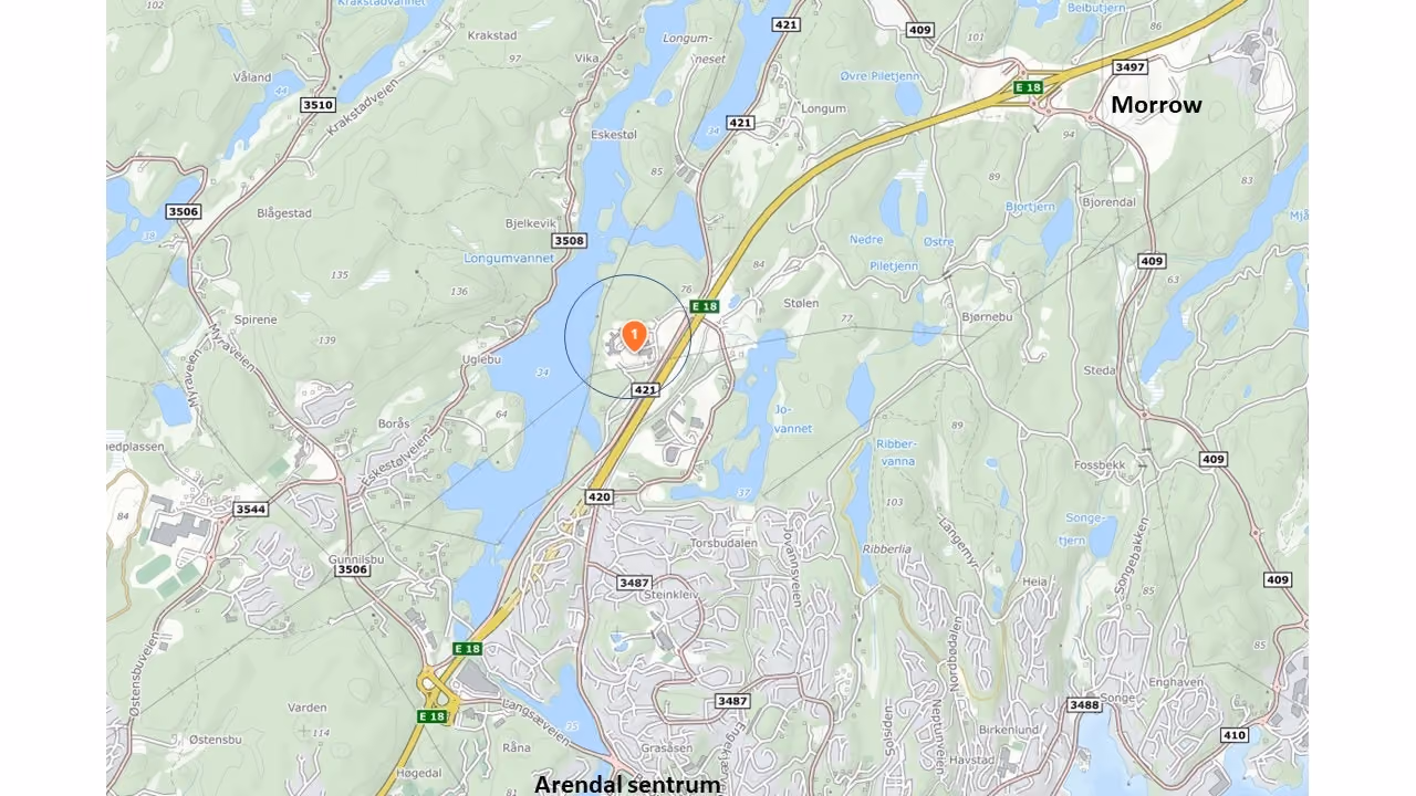 Næringstomt med sentral beliggenhet i Arendal