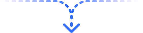 Curved blue and purple dashed arrow pointing downward.