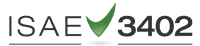 Logotyp för ISAE 3402 med grön bockmarkering mellan texten.