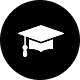 Icône de chapeau de diplômé symbolisant l'éducation.