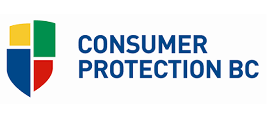 Consumer Protection BC logo with a multicolored shield on the left and the text 'CONSUMER PROTECTION BC' in blue on the right.