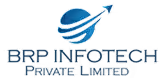 BRP Infotech Private Limited logo with a globe and arrow design above the company name.