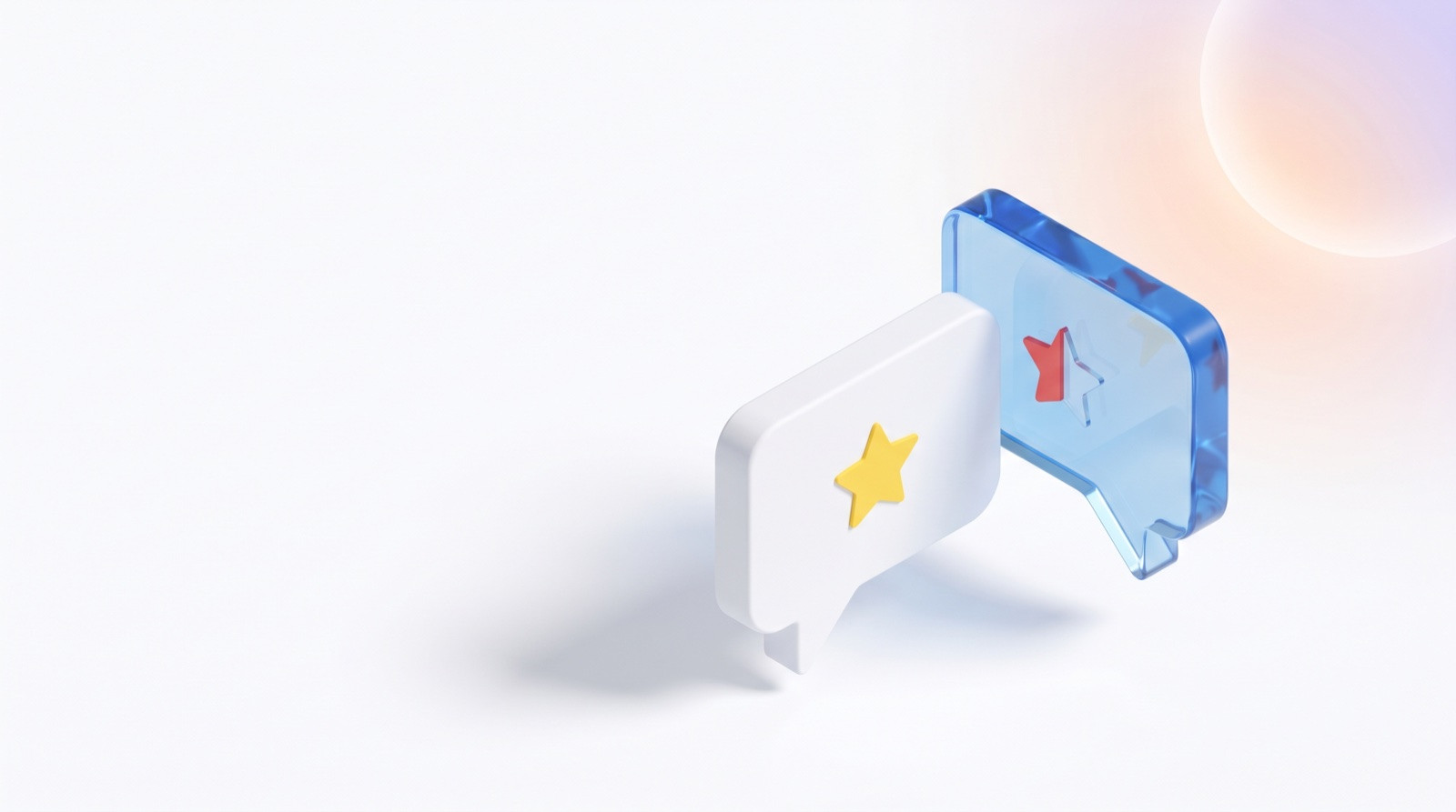 Two speech bubbles with yellow and red stars representing dialogue