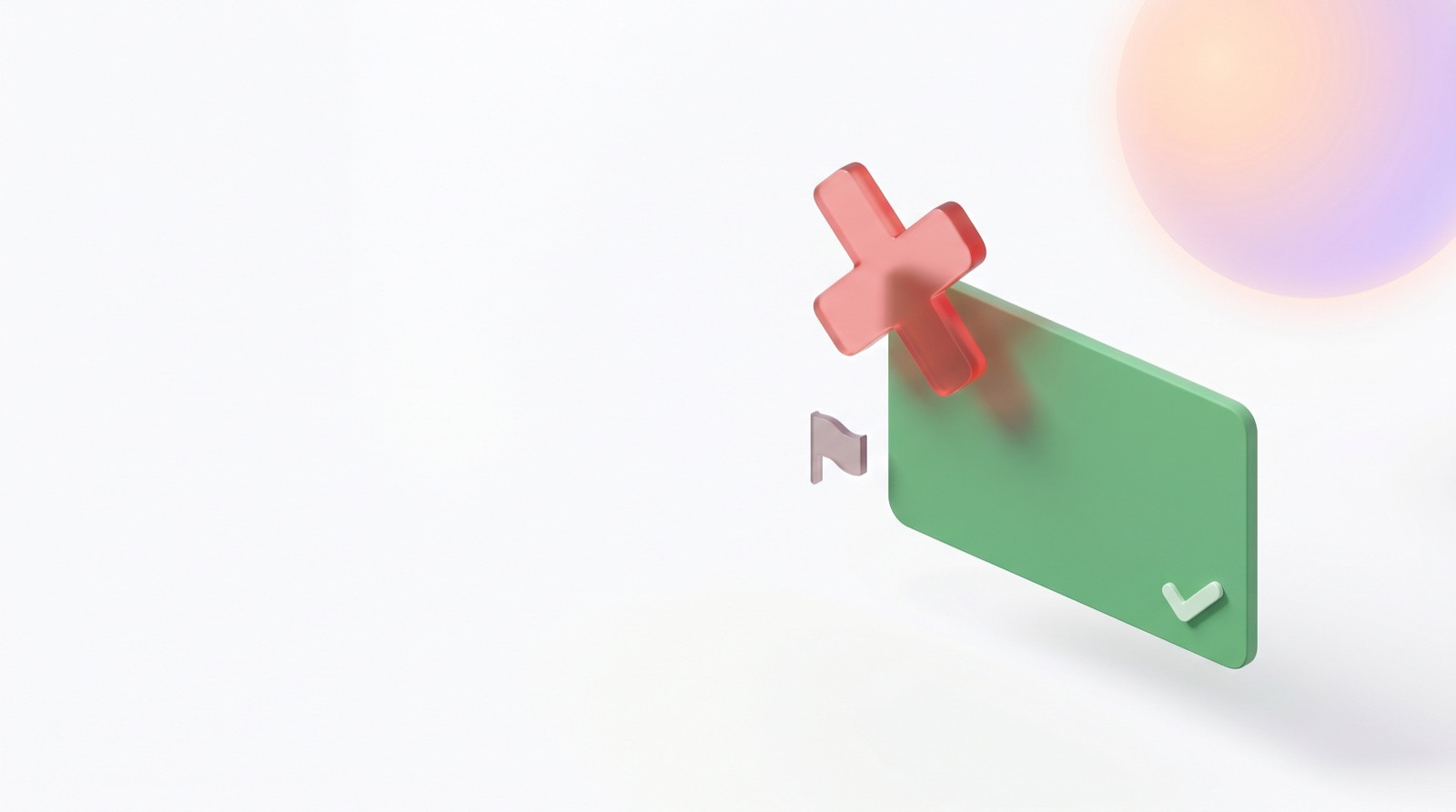 Green Trustpilot review card with red translucent X mark and small flag icon