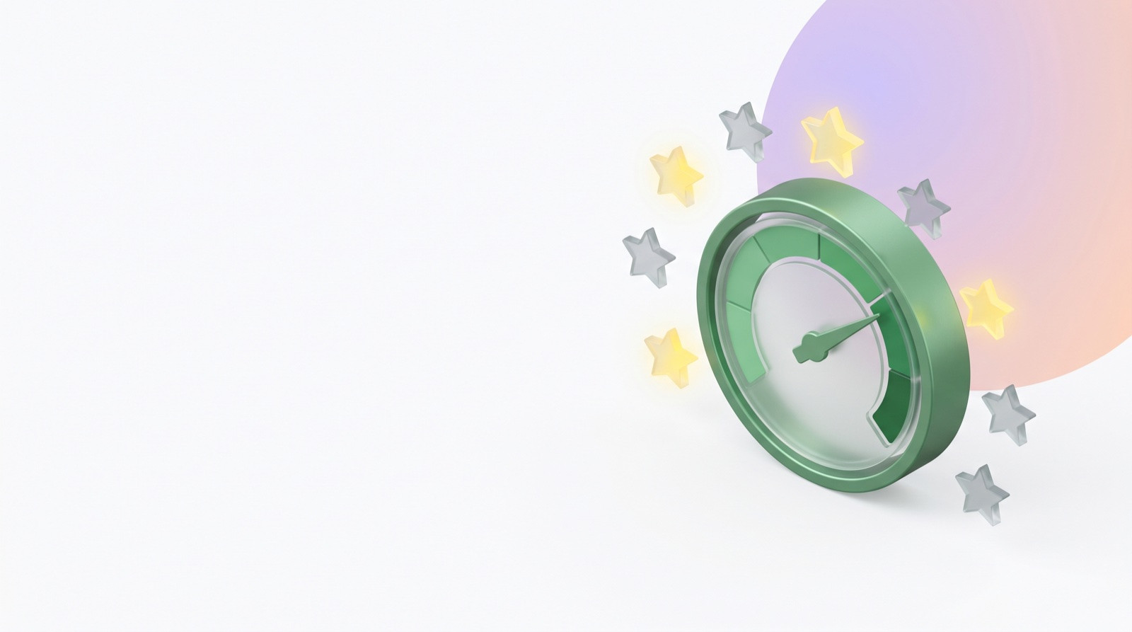 Green TrustScore gauge with translucent yellow and grey star data points around it