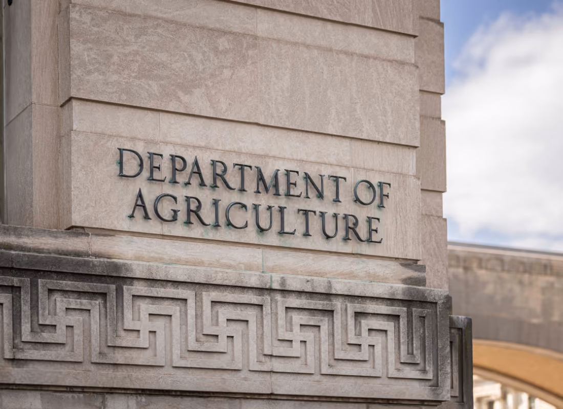 Department of Agriculture building facade with engraved lettering, representing the USDA's Distance Learning and Telemedicine (DLT) Grant Program