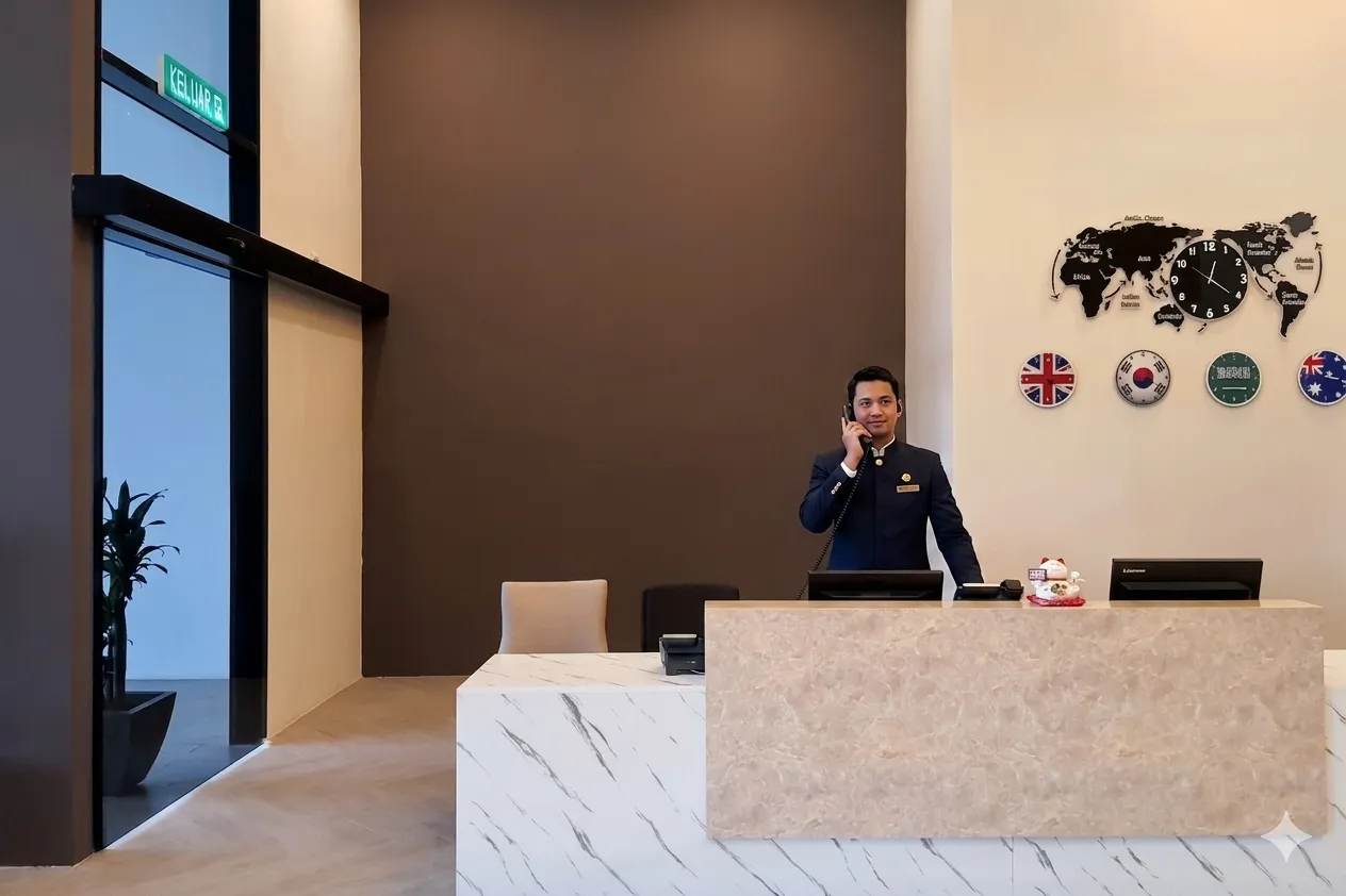 Front reception at The Straits Suites & Residences Johor Bahru