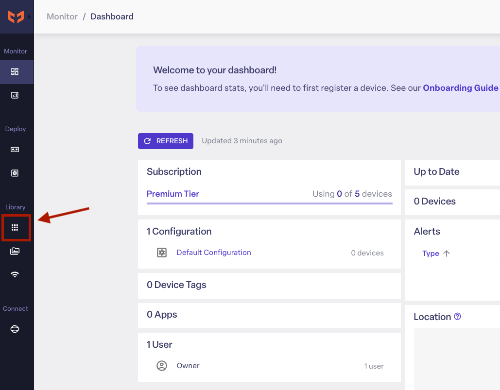 The ManageXR dashboard with the VR Content item highlighted in the Library section of the left menu