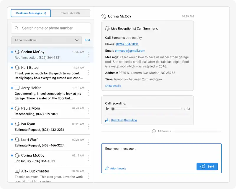 A screenshot of the SignpostAI Messaging Hub message inbox