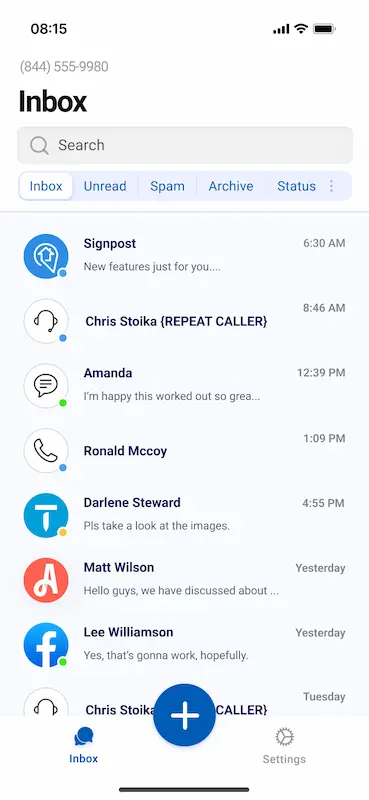 Screenshot of the SignpostAI Mobile App
