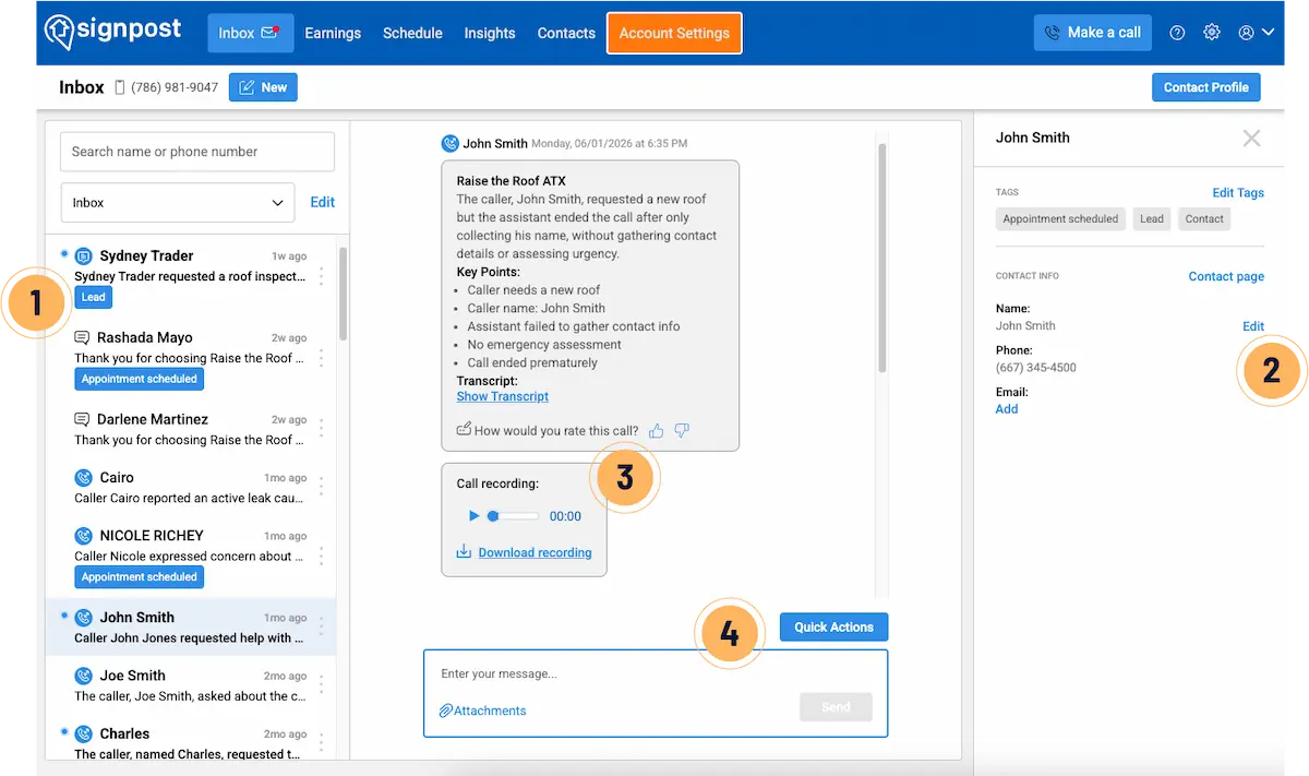 A screenshot of the SignpostAI Messaging Hub