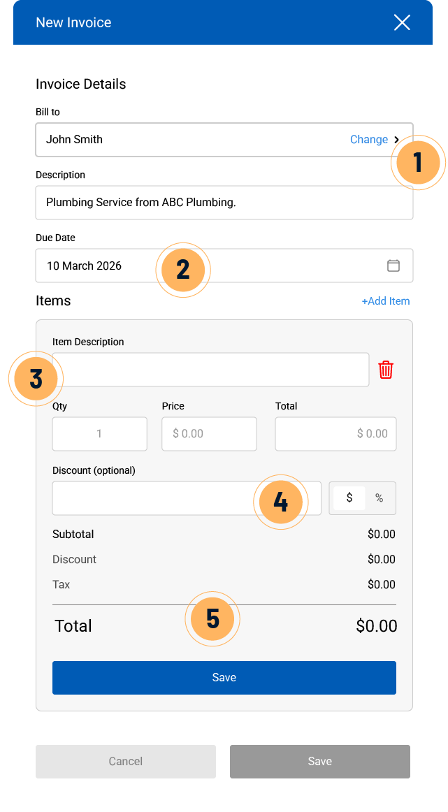 A screenshot of the SignpostAI invoice builder