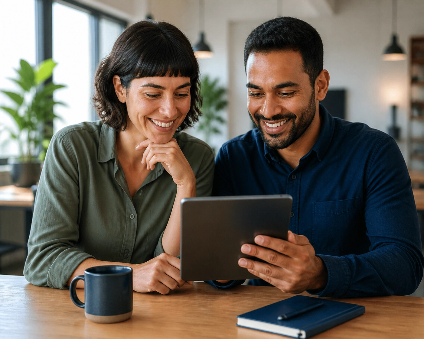 Small business owners reviewing financial data after Xero training for automated bookkeeping.