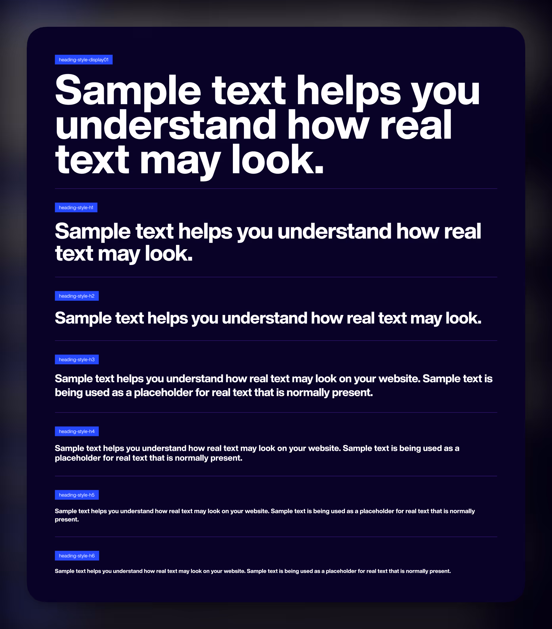 An example image showing hierarchy from H1 to H6 font sizes
