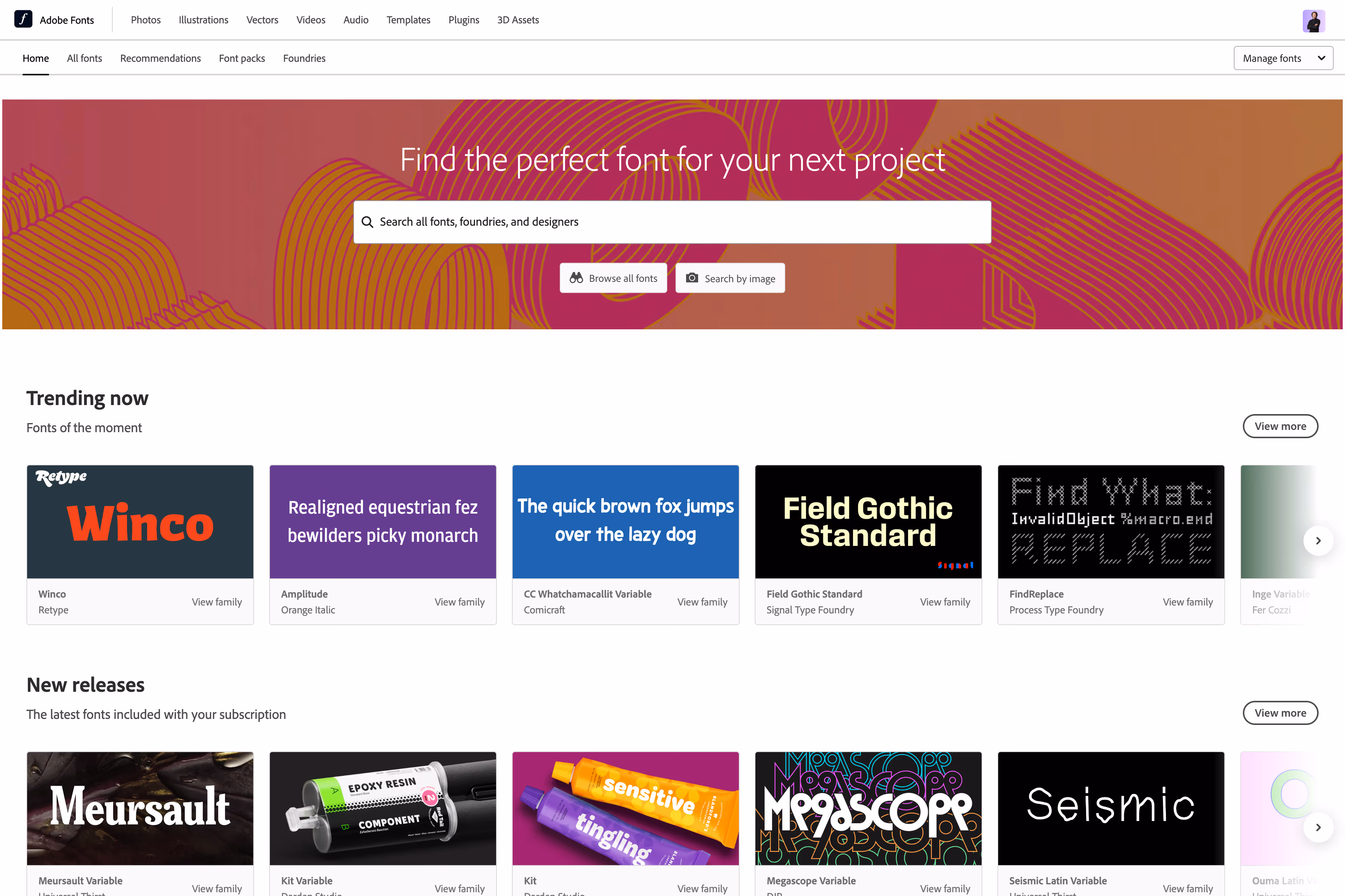 Screenshot of Adobe Fonts