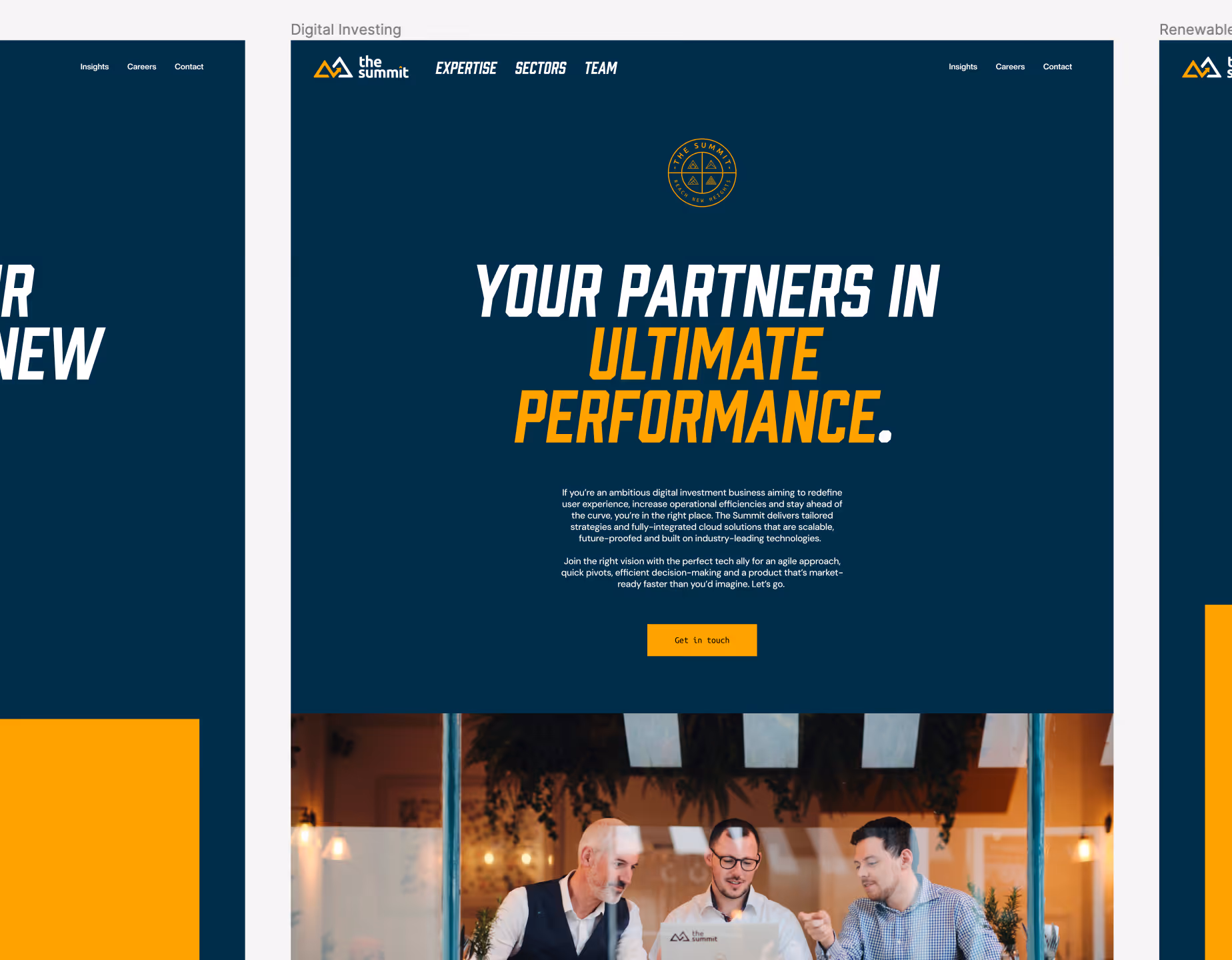 An example website showing the UI of The Summit