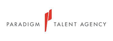 Paradigm Talent Agency logo with a stylized red 'P' symbol between the words 'Paradigm' and 'Talent Agency'.