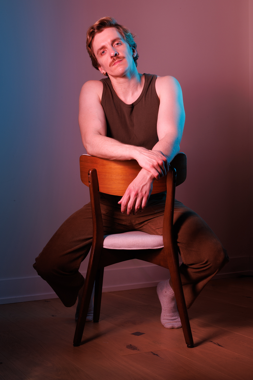 a man sitting on a chair