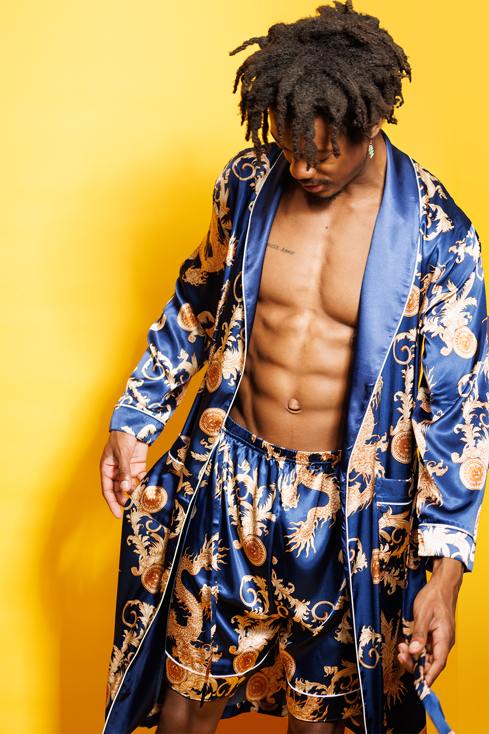 a man in a blue robe